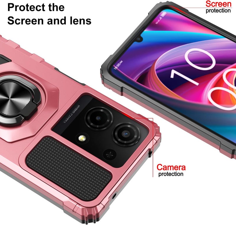 Mocotto for TCL K32/K33 5G 2025 Phone Case with Tempered Glass Screen Protector,Military Grade Shockproof Protective Cover,with Ring Kickstand (Rose Gold) - Image 2
